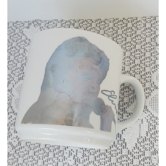 Elvis Presley Coffee Mug Tea Cup Holographic Silhouette Silver White 3.25" - Picture 3 of 10